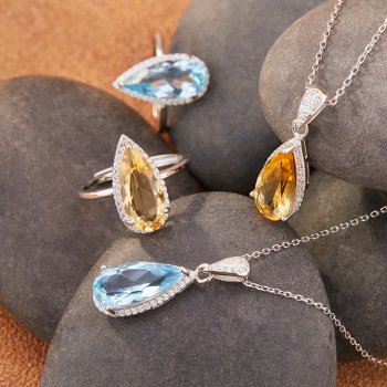S925 Sterling Silver Gemstone Jewelry With A Unique Teardrop Shape
